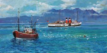 The Waverley and Fishing Boat by Bob Lees