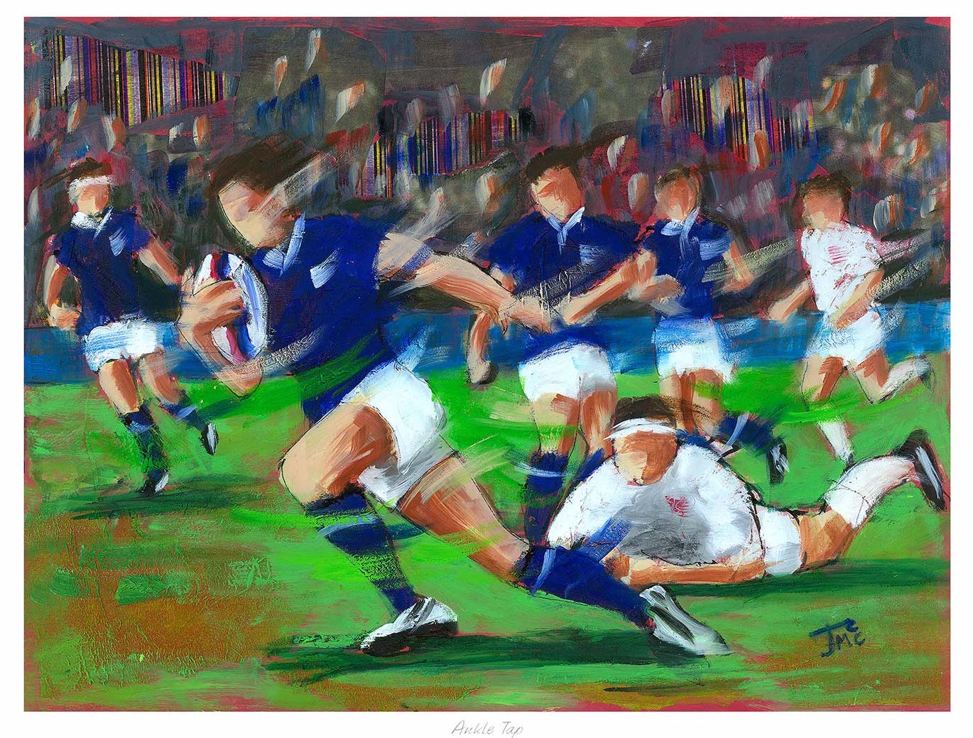 Ankle Tap Rugby Art Print by Janet McCrorie