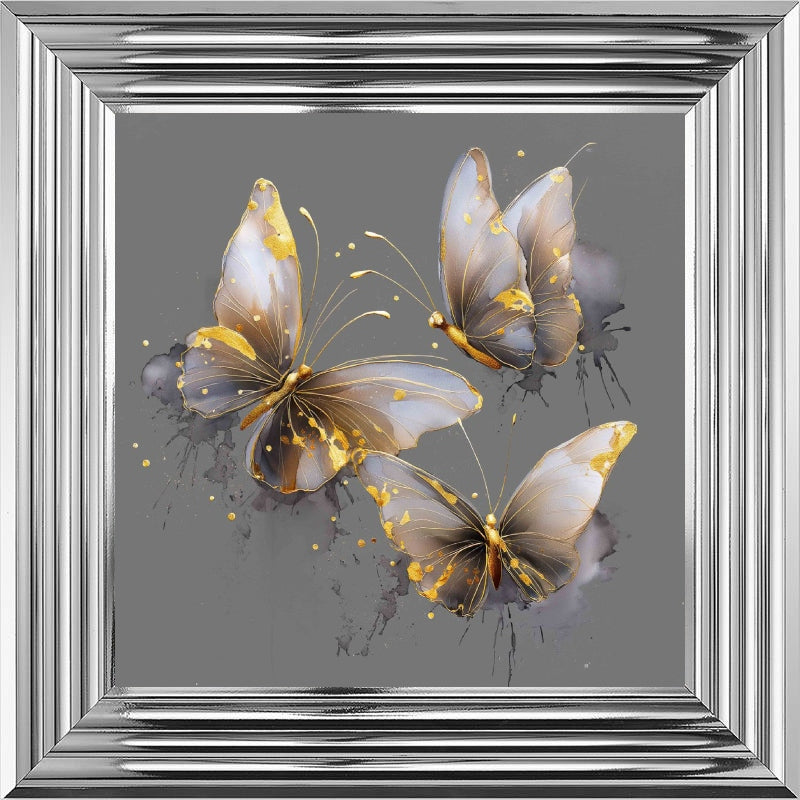 Butterflies Grey & Gold