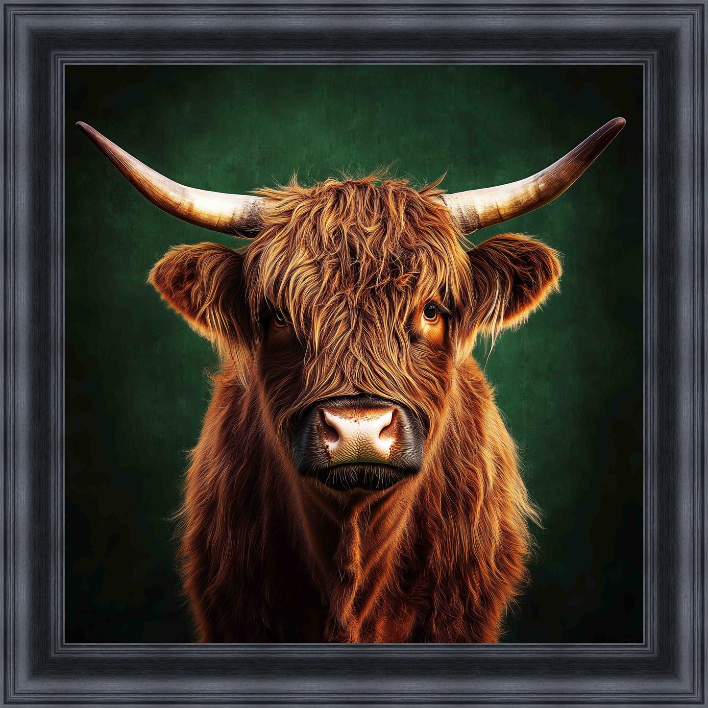 Highland Cow, Emerald Mini Liquid Art