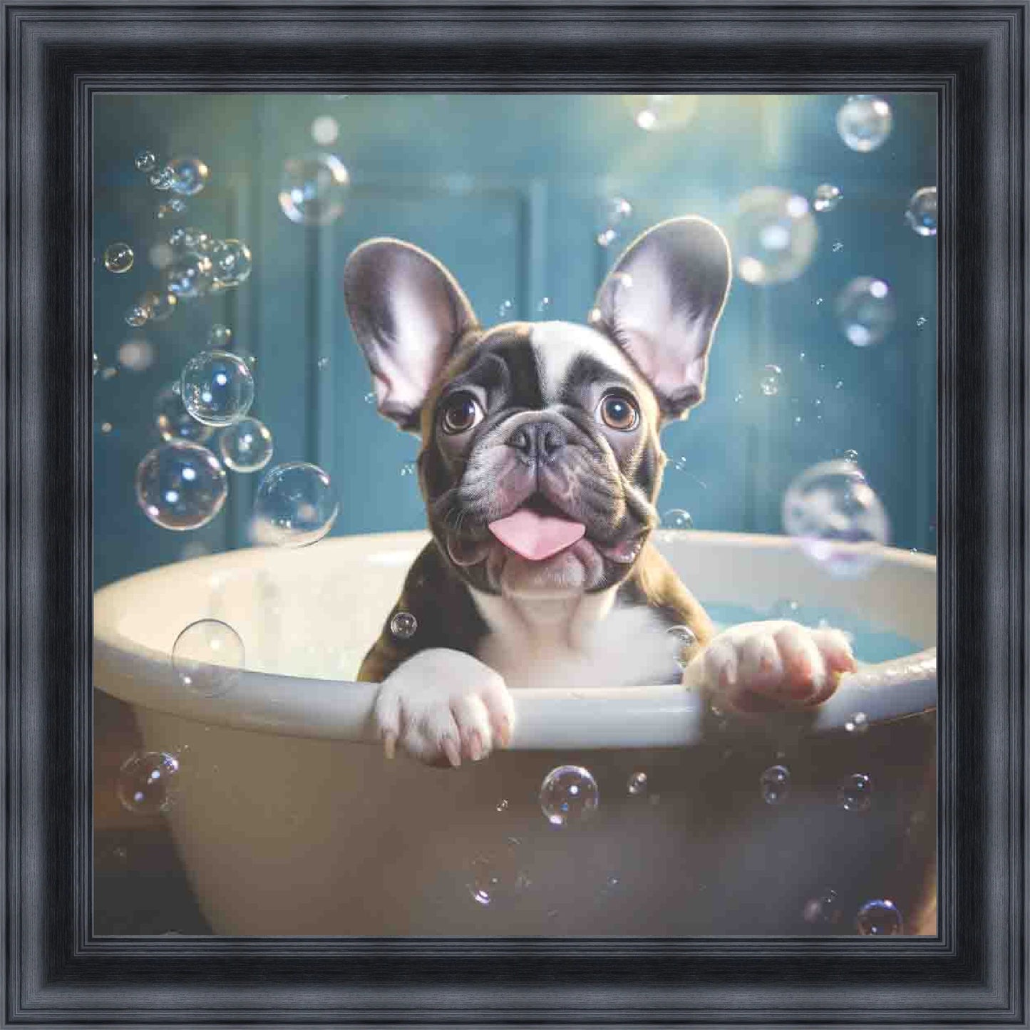 French Bull Dog Bath Time Mini Liquid Art