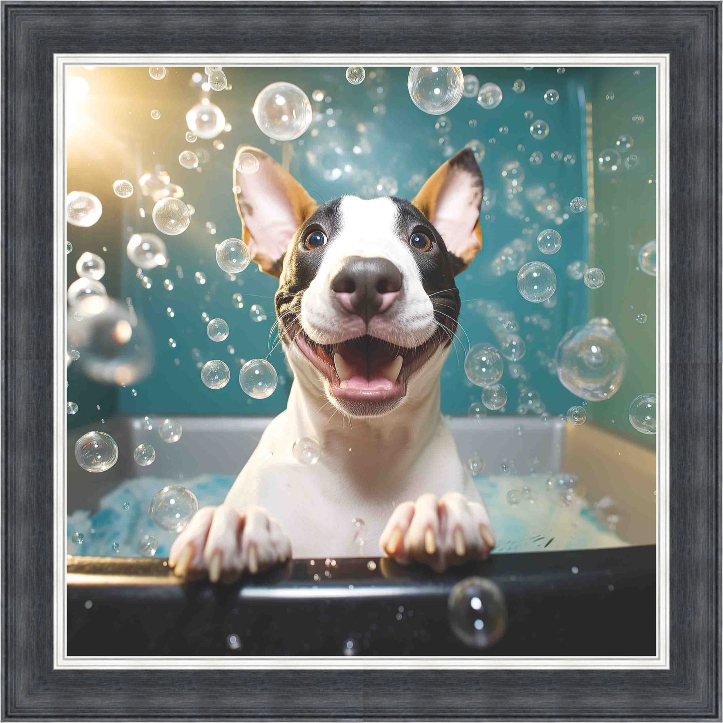 English Bull Terrier Bath Time Mini Liquid Art