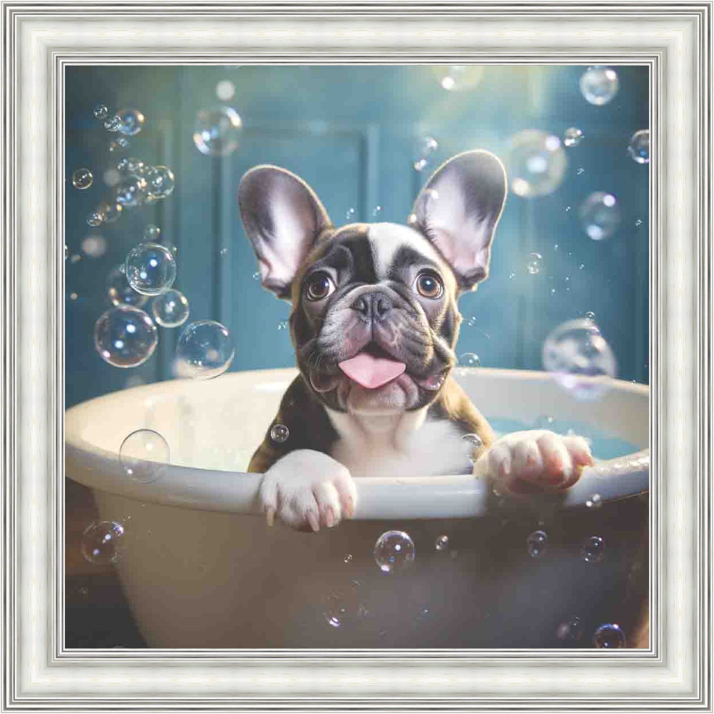 French Bull Dog Bath Time Mini Liquid Art