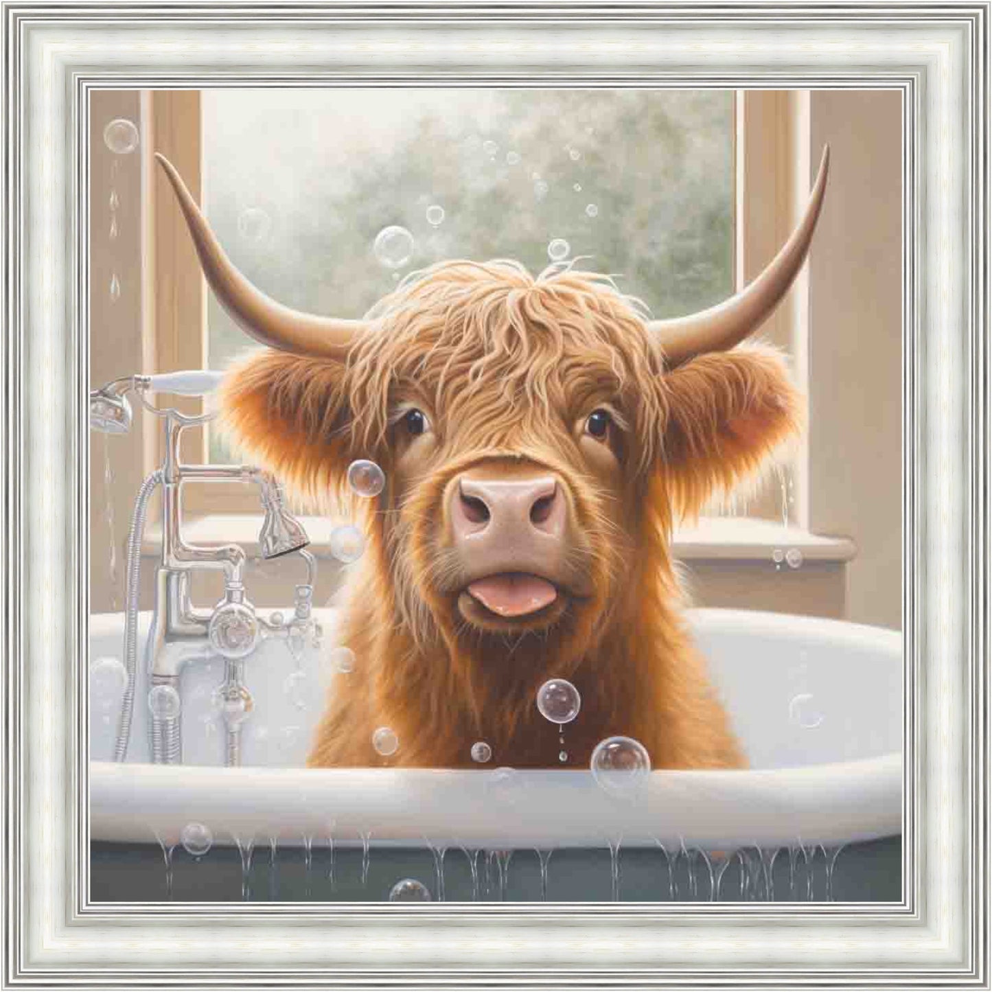 Highland Cow Bath Time Mini Liquid Art