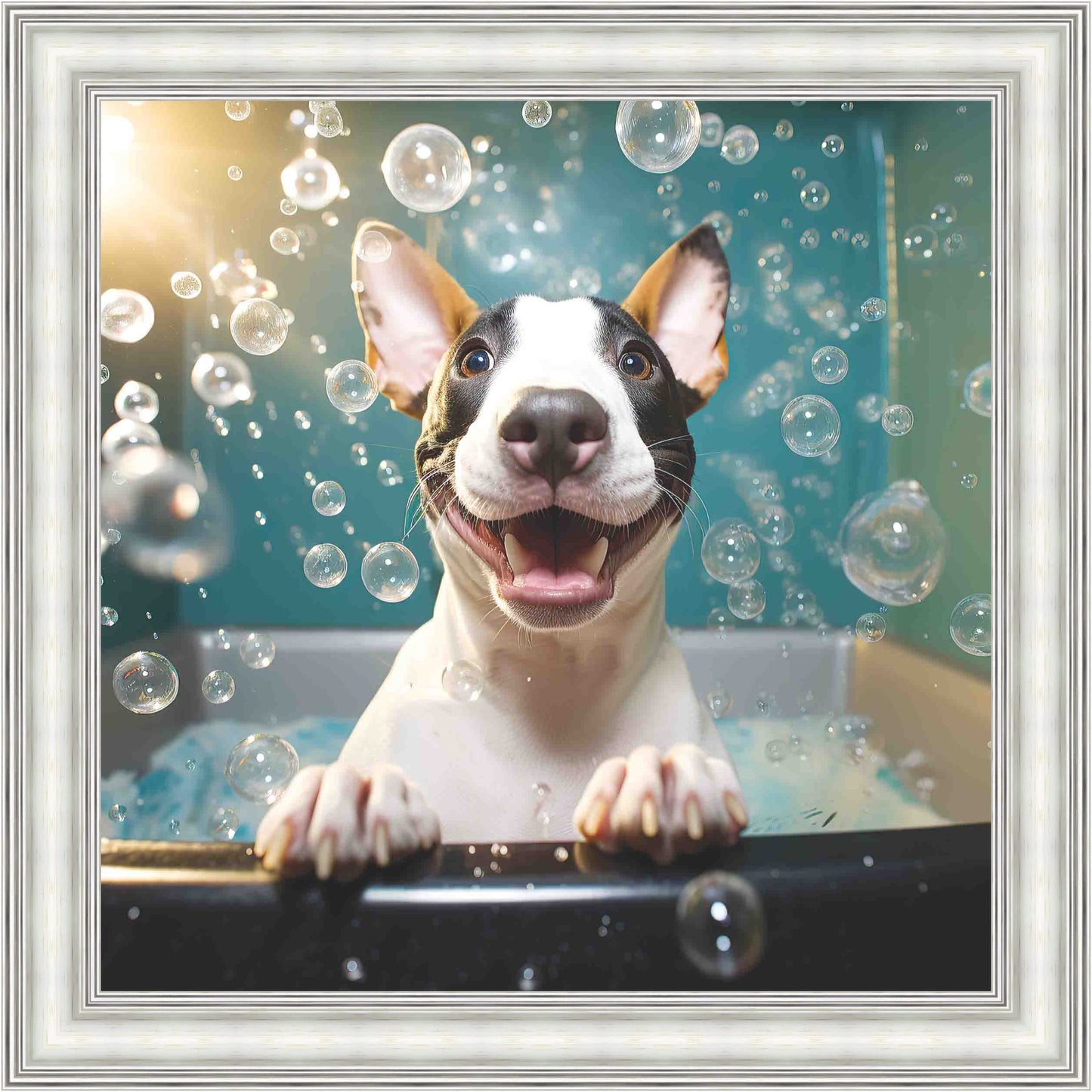English Bull Terrier Bath Time Mini Liquid Art