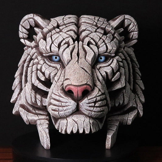 Tiger Bust White - Edge Sculpture