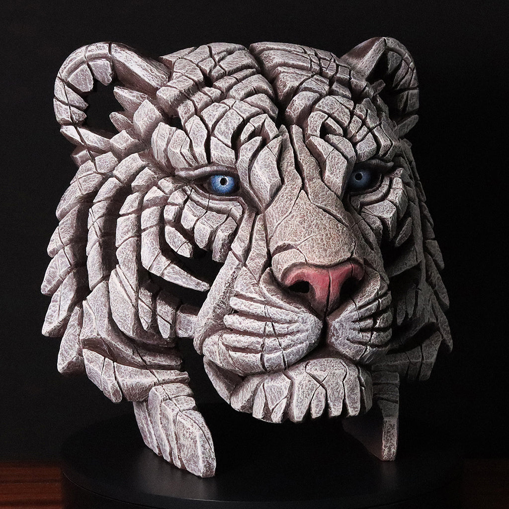 Tiger Bust White - Edge Sculpture