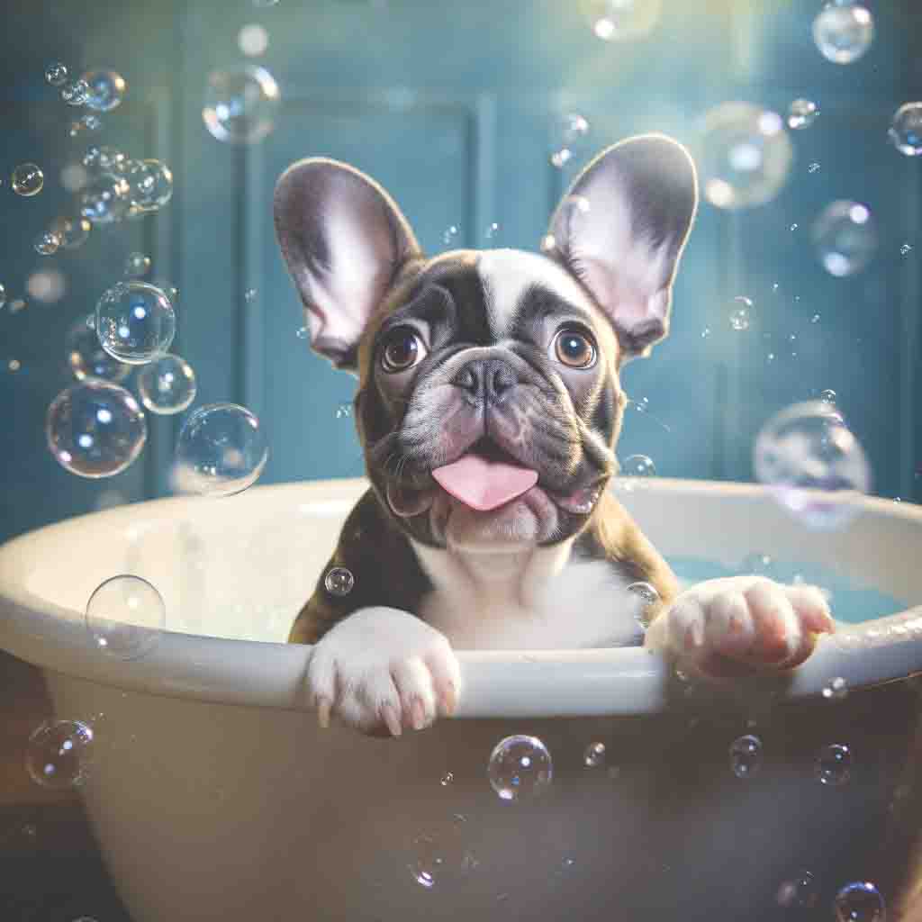 French Bull Dog Bath Time Mini Liquid Art