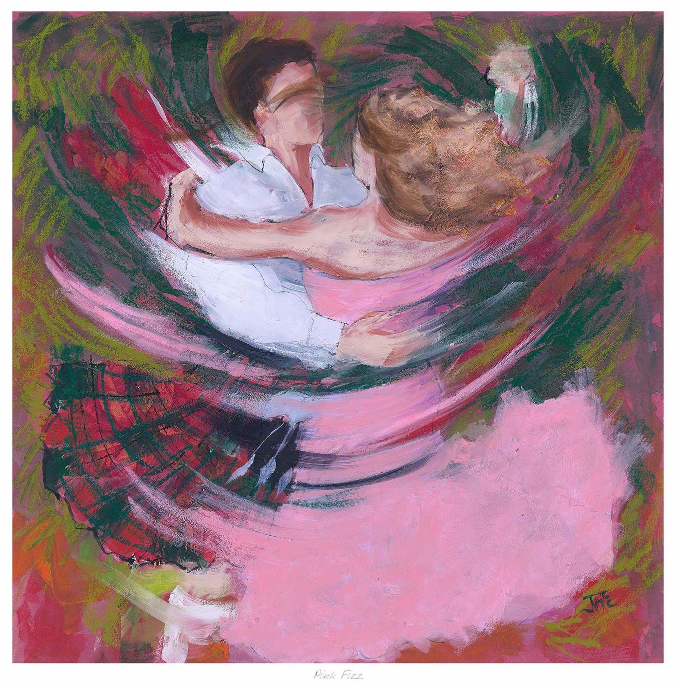 Pink Fizz Ceilidh Dancing Art Print by Janet McCrorie