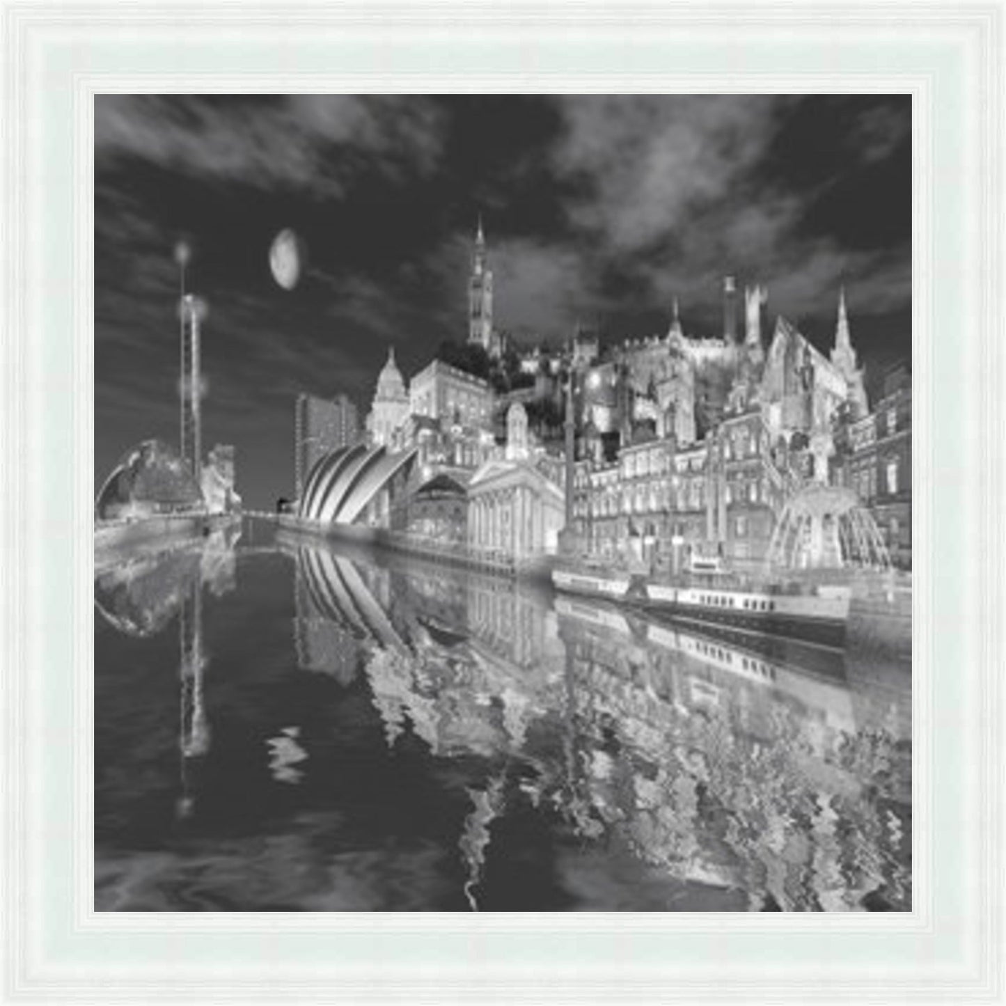 Glasgow Montage - Black & White Mini Liquid Art