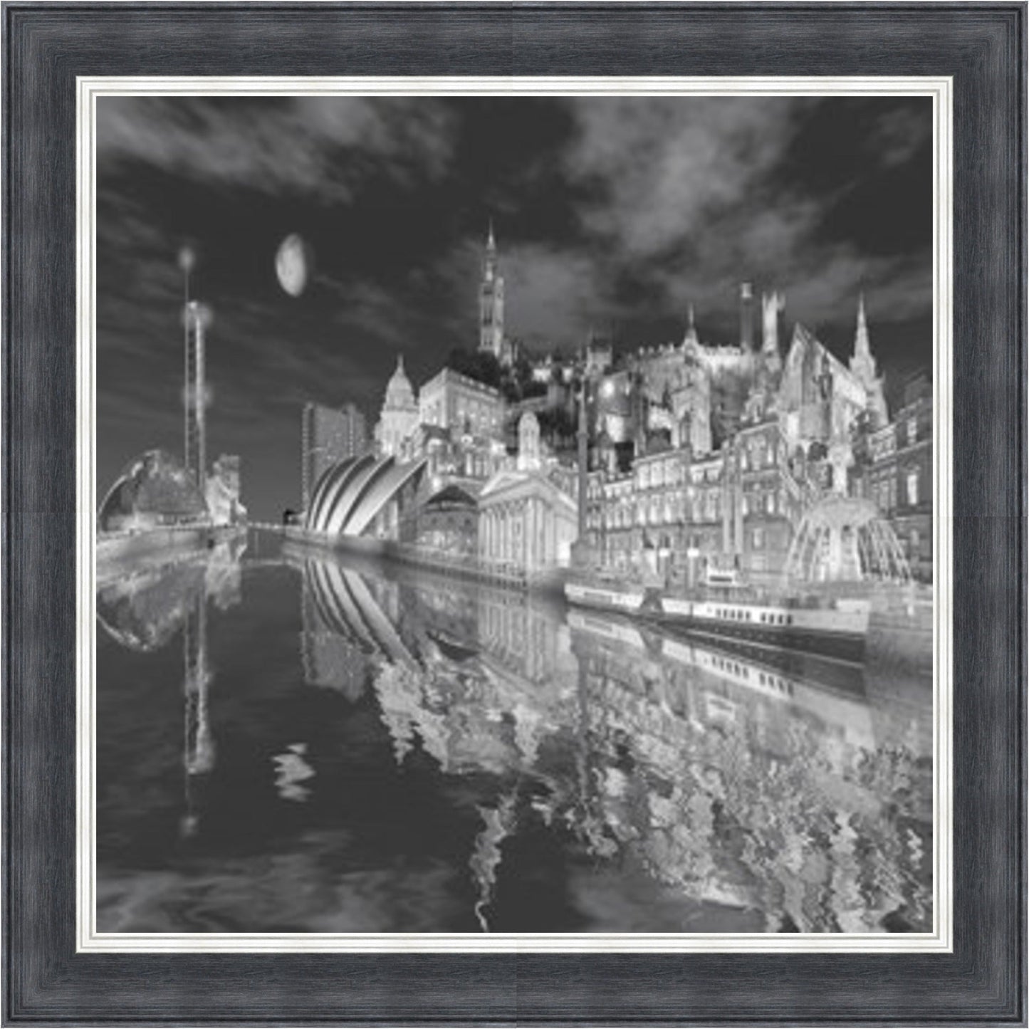 Glasgow Montage - Black & White Mini Liquid Art