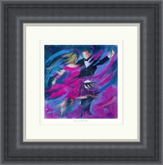 Shock of the Pink Ceilidh Dancing Art Print by Janet McCrorie