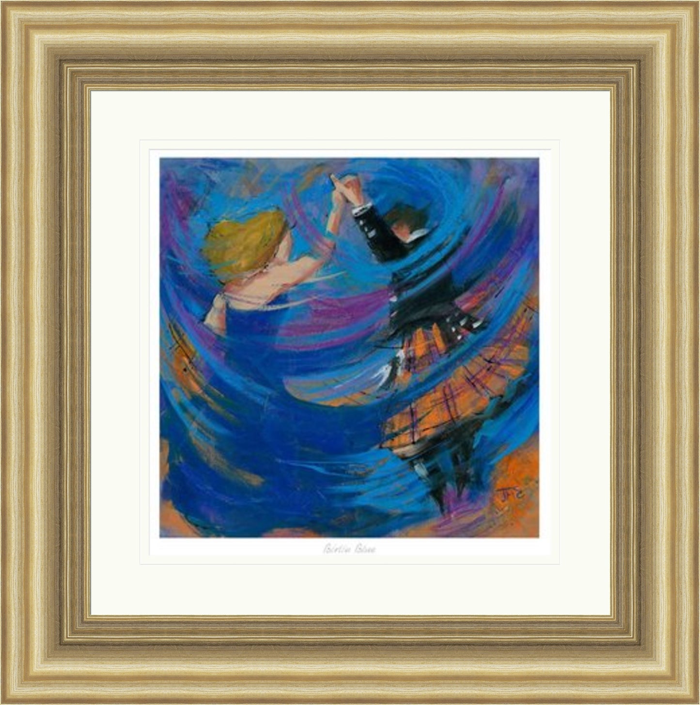 Birlin Blue Ceilidh Dancing Art Print by Janet McCrorie