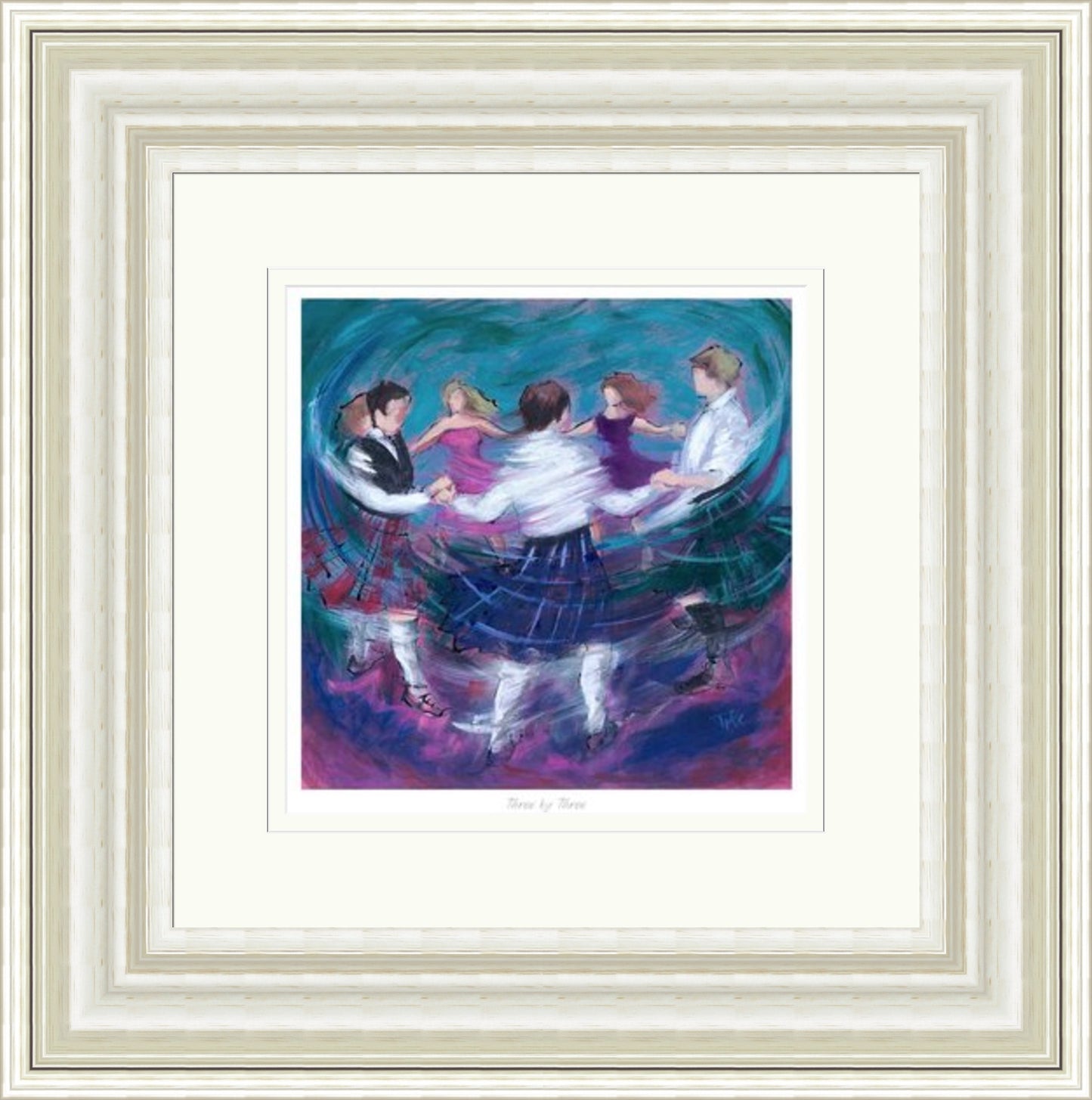 Three by Three Ceilidh Dancing Art Print by Janet McCrorie
