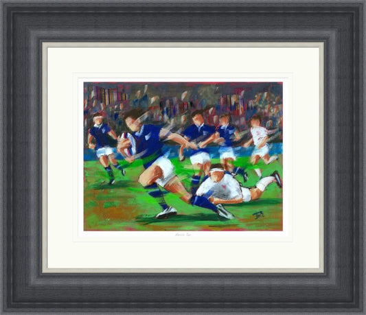 Ankle Tap Rugby Art Print by Janet McCrorie