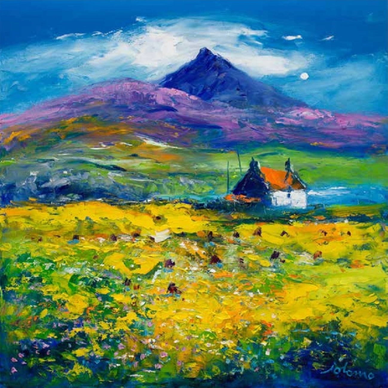 Wee Peat Stacks And Wild Machair Flowers, South Uist by John Lowrie Morrison Jolomo