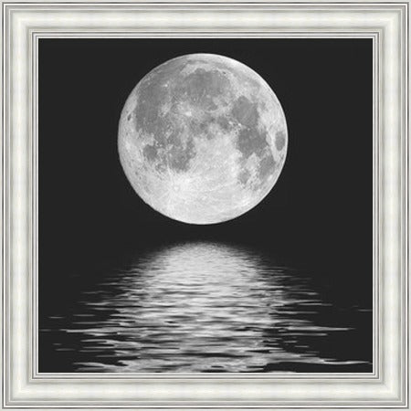Moon Over Water, Black and White Mini Liquid Art