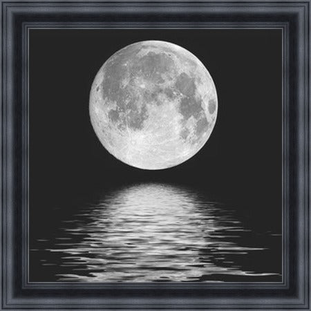 Moon Over Water, Black and White Mini Liquid Art