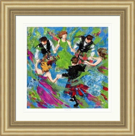 Spring Fling Ceilidh Dancing Art Print by Janet McCrorie