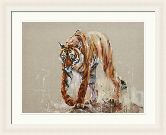 Tiger Tracks (Limited Edition) by Georgina McMaster framed wall art print featuring tiger artwork