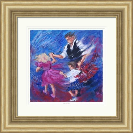 Family Fun Ceilidh Dancing Art Print by Janet McCrorie