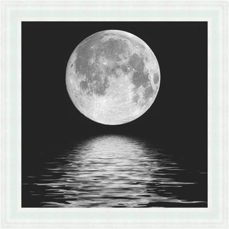 Moon Over Water, Black and White Mini Liquid Art