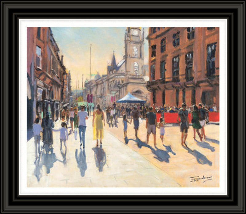 Hazy Summer's Day, Buchanan Street by James Somerville Lindsay framed wall art print with painterly landmark and cityscape detail