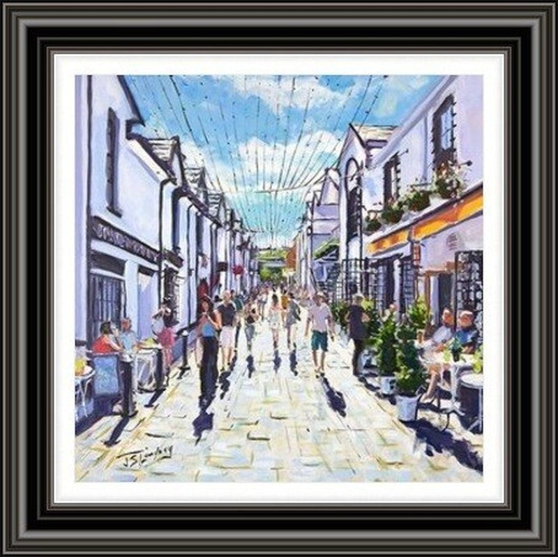 Lazy Day, Ashton Lane by James Somerville Lindsay framed wall art print with painterly landmark and cityscape detail