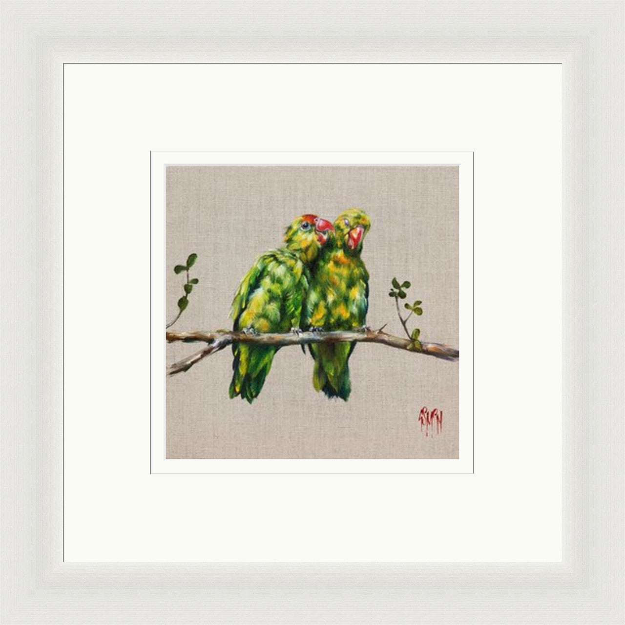 Loved Up (Limited Edition) by Georgina McMaster framed wall art print featuring romantic animal artwork
