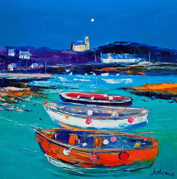 Church and Boats, Arinagour, Isle of Coll by Jolomo