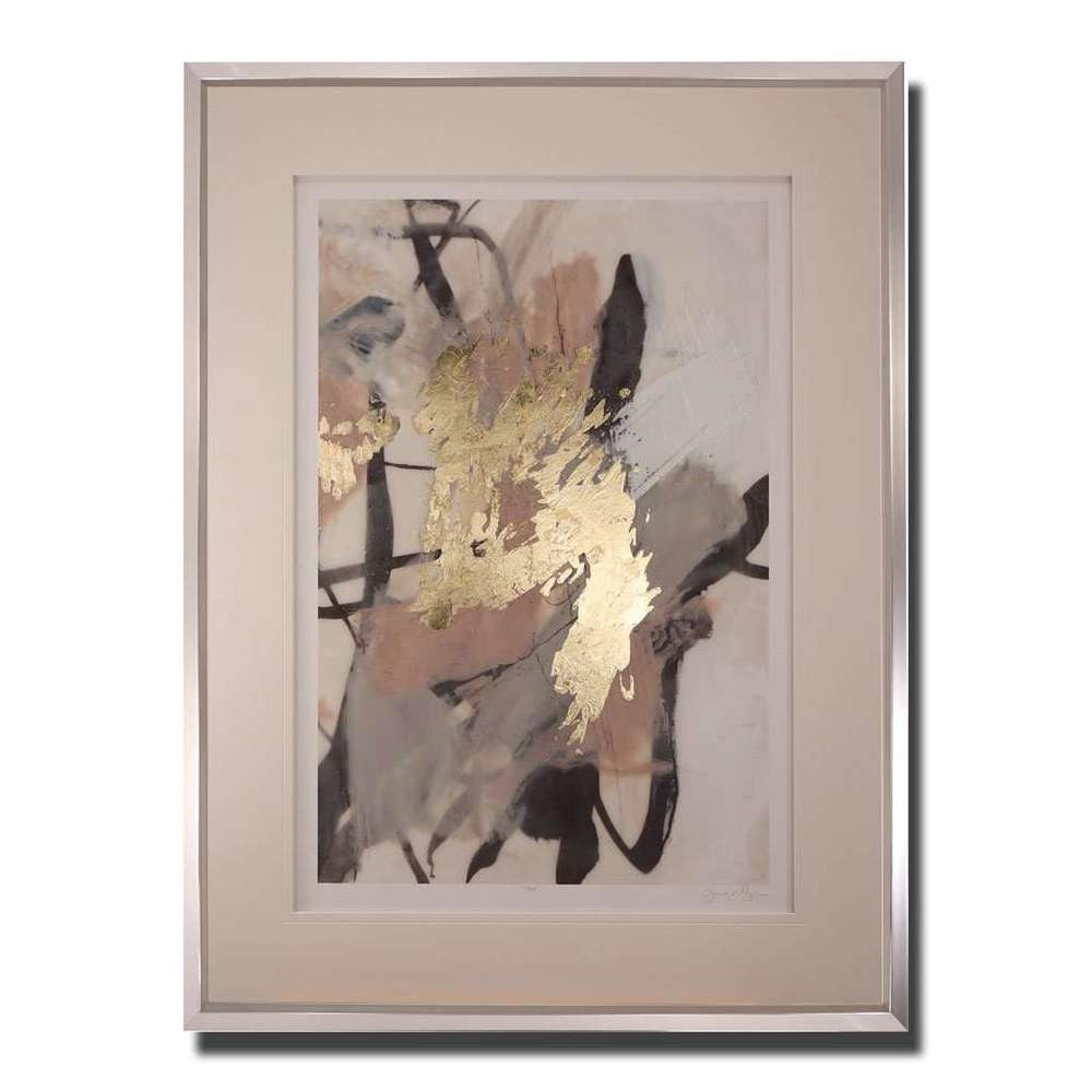 Blush II Pink & Metallic Gold Leaf Abstract Wall Art (Signed Limited Edition)