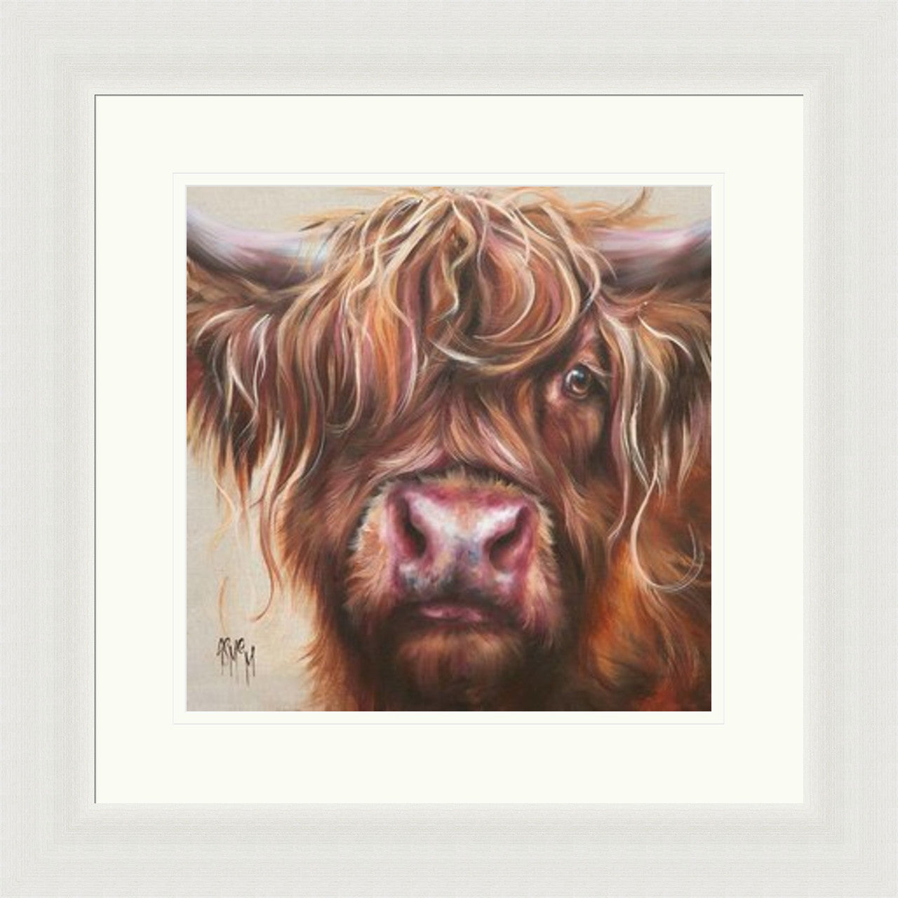 Melrose (Limited Edition) by Georgina McMaster framed wall art print featuring Highland animal portrait