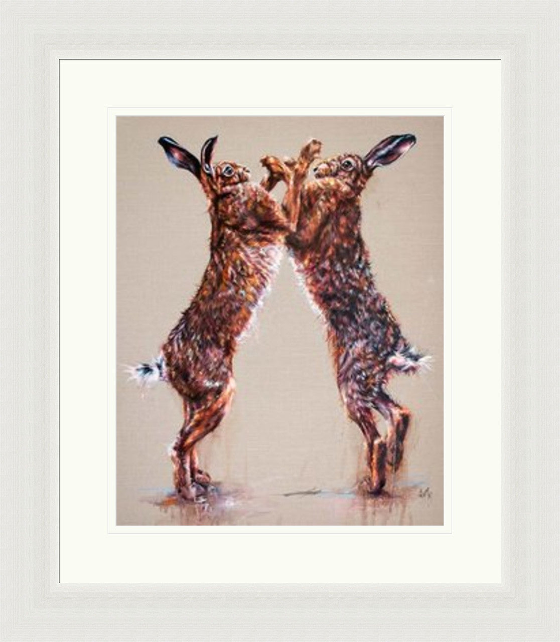 March Madness (Limited Edition) by Georgina McMaster framed wall art print featuring hare-inspired animal artwork
