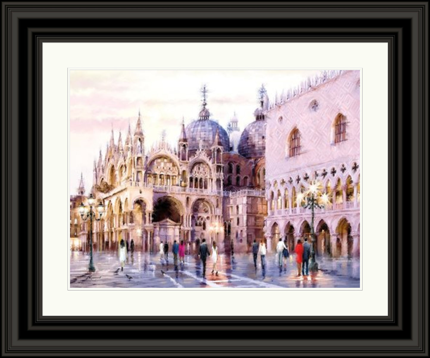 Evening Light on St Marks Square by Richard Macneil framed wall art print showing St Mark’s Square in Venice at evening light