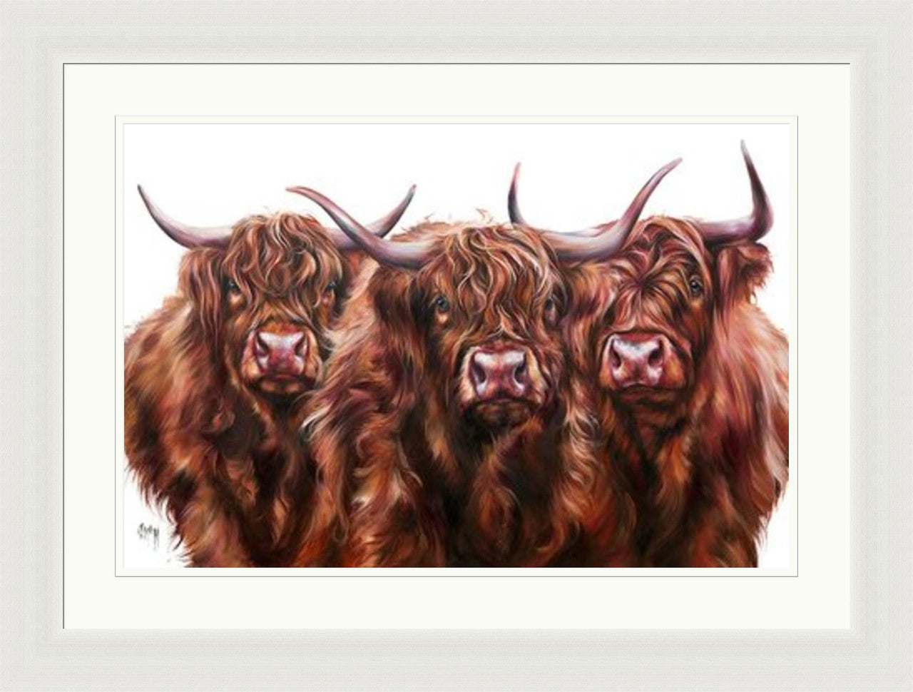 Three's A Crowd (Limited Edition) by Georgina McMaster framed wall art print featuring group animal artwork