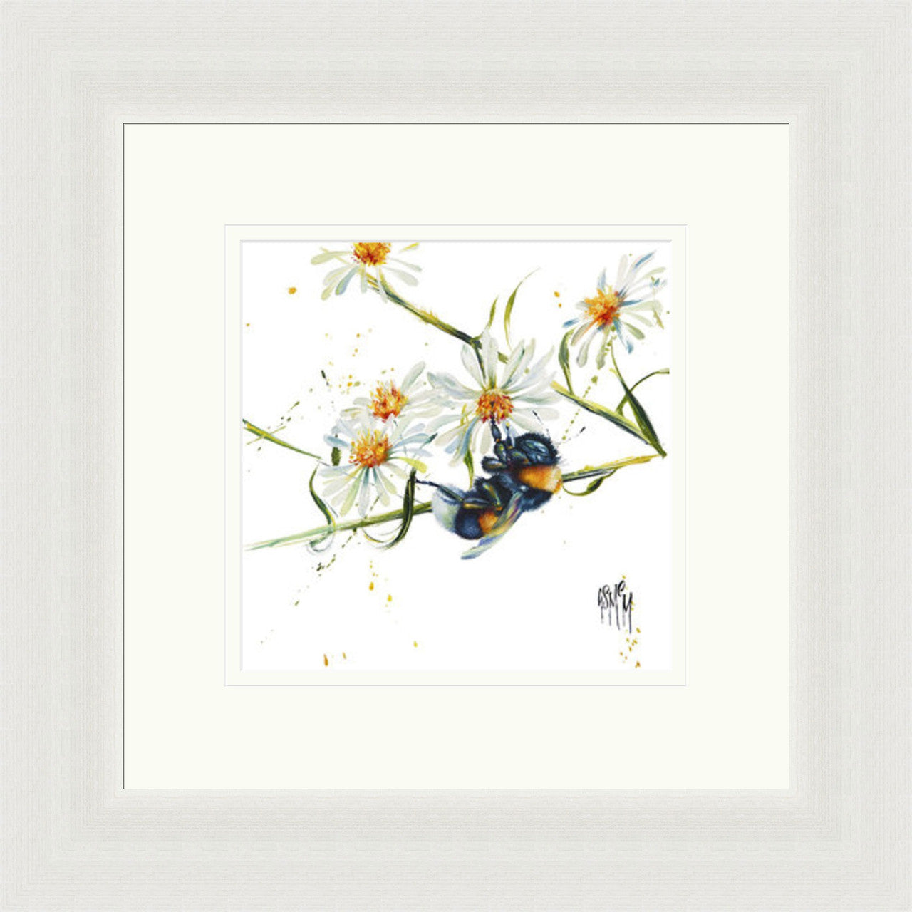 Lazy Daisy (Limited Edition) by Georgina McMaster framed wall art print featuring bee and daisy artwork