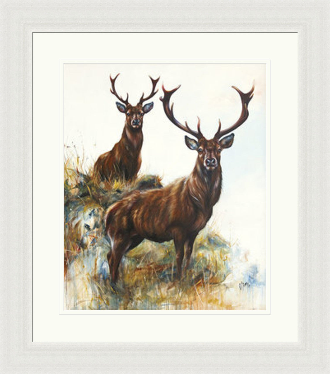 The Five Pointers (Limited Edition) by Georgina McMaster framed wall art print featuring deer and stag artwork