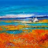 Machair Wild Cotton and Wild Flowers, South Uist by Jolomo