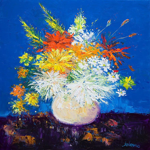 Big Blooms White Vase (Limited Edition) By John Lowrie Morrison (Jolomo)