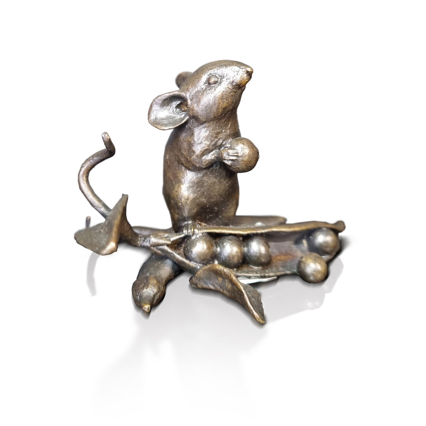 Mouse with Pea Pod Bronze Sculpture by Michael Simpson (Limited Edition)