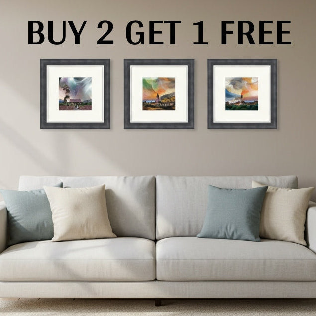 Colourful Skies & Bothies Mini Art Prints 3 for 2 by E.Cohen