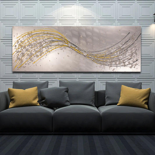 Citrus Yellow & Grey Alchemy Wave Metal Wall Art by ArgentoArt