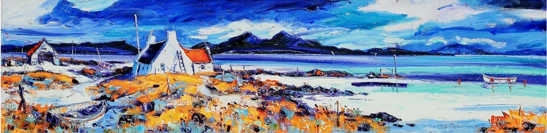 Boats on the Rocky Shore, Ardnamurchan (Signed Limited Edition) by Jean Feeney