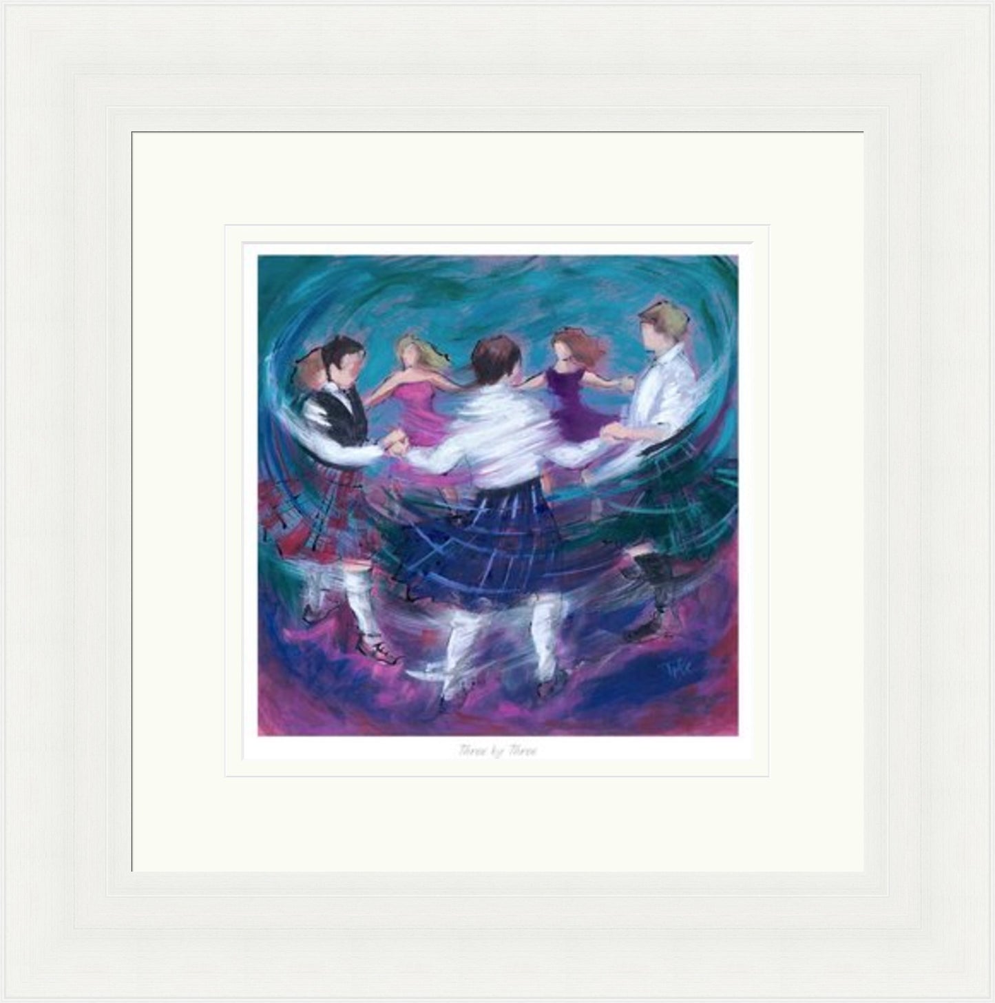 Three by Three Ceilidh Dancing Art Print by Janet McCrorie