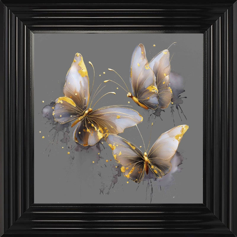 Butterflies Grey & Gold