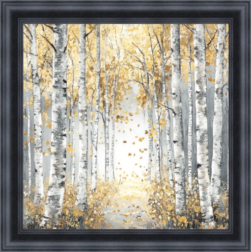 Silver Birch Moody Gold Leaves Mini Liquid Art