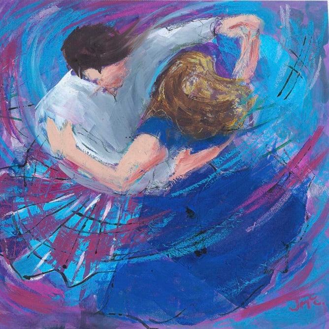 Blue Waltz Ceilidh Dancers by Janet McCrorie - Petite