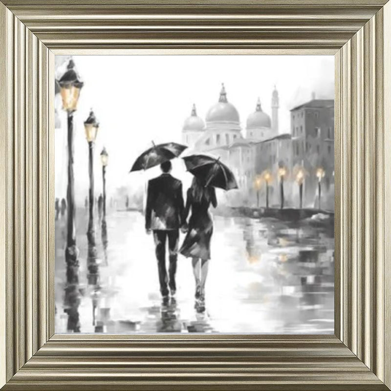 Couple Stroll Venice Black and White