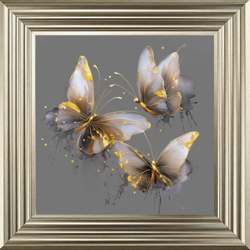 Butterflies Grey & Gold