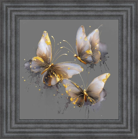 Butterflies Grey & Gold